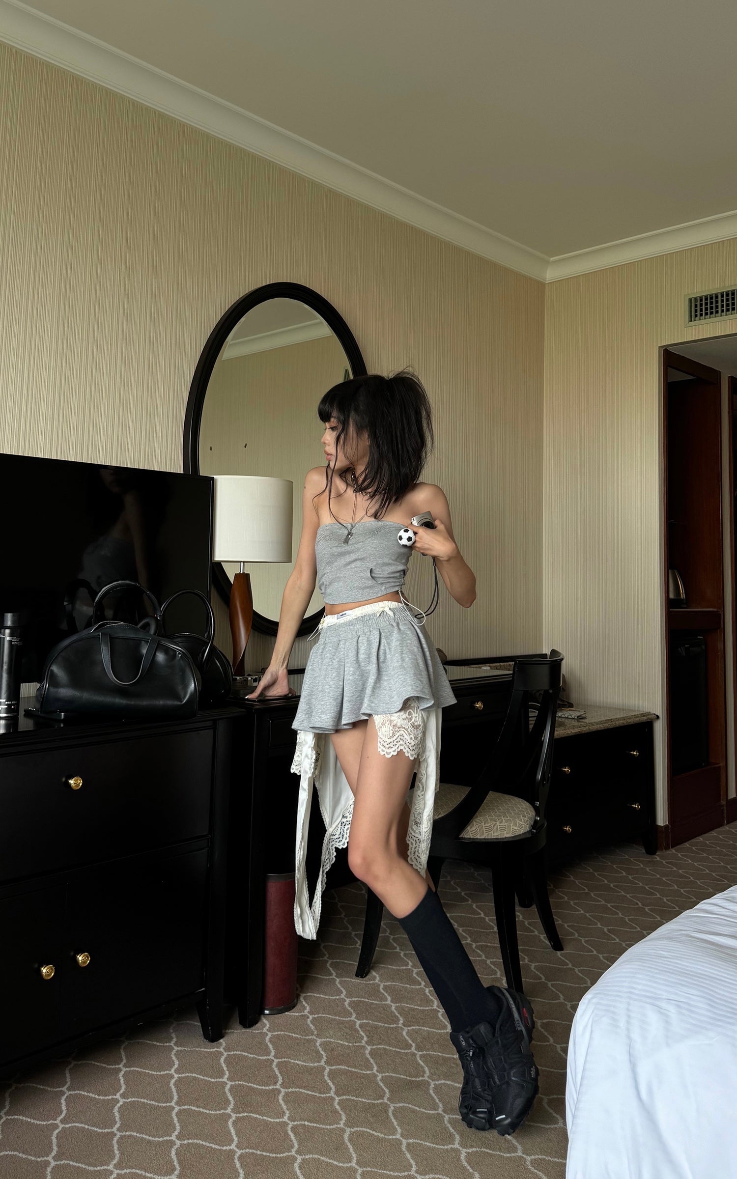 WARDEN EDGE Grey Contrast-Layered Lounge Set