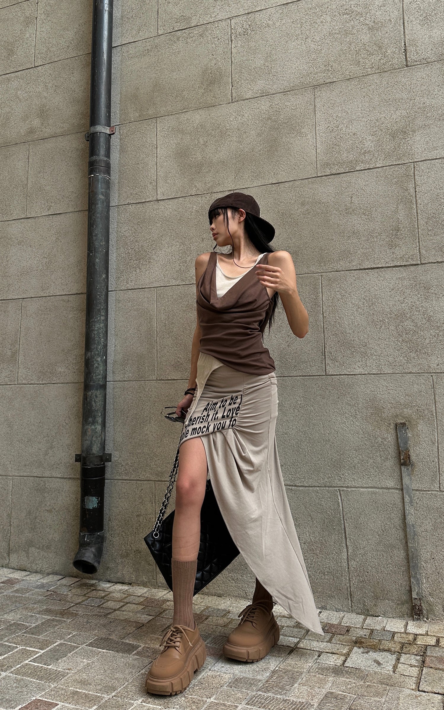 <tc>WARDEN EDGE</tc> Gonna con Stampa Testo Asimmetrica