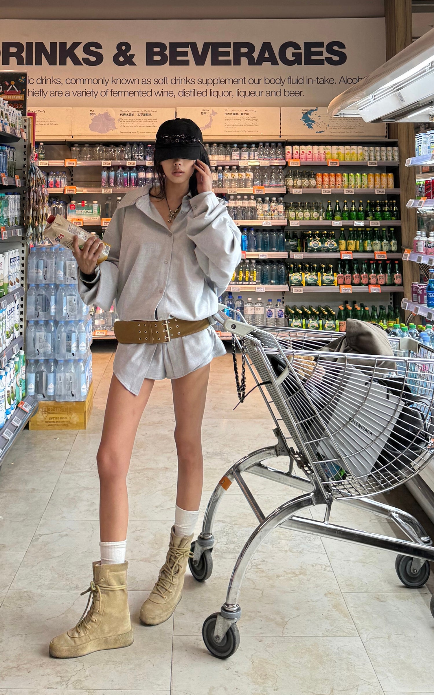 WARDEN EDGE Oversized Shirt Jacket + Layered Shorts Set