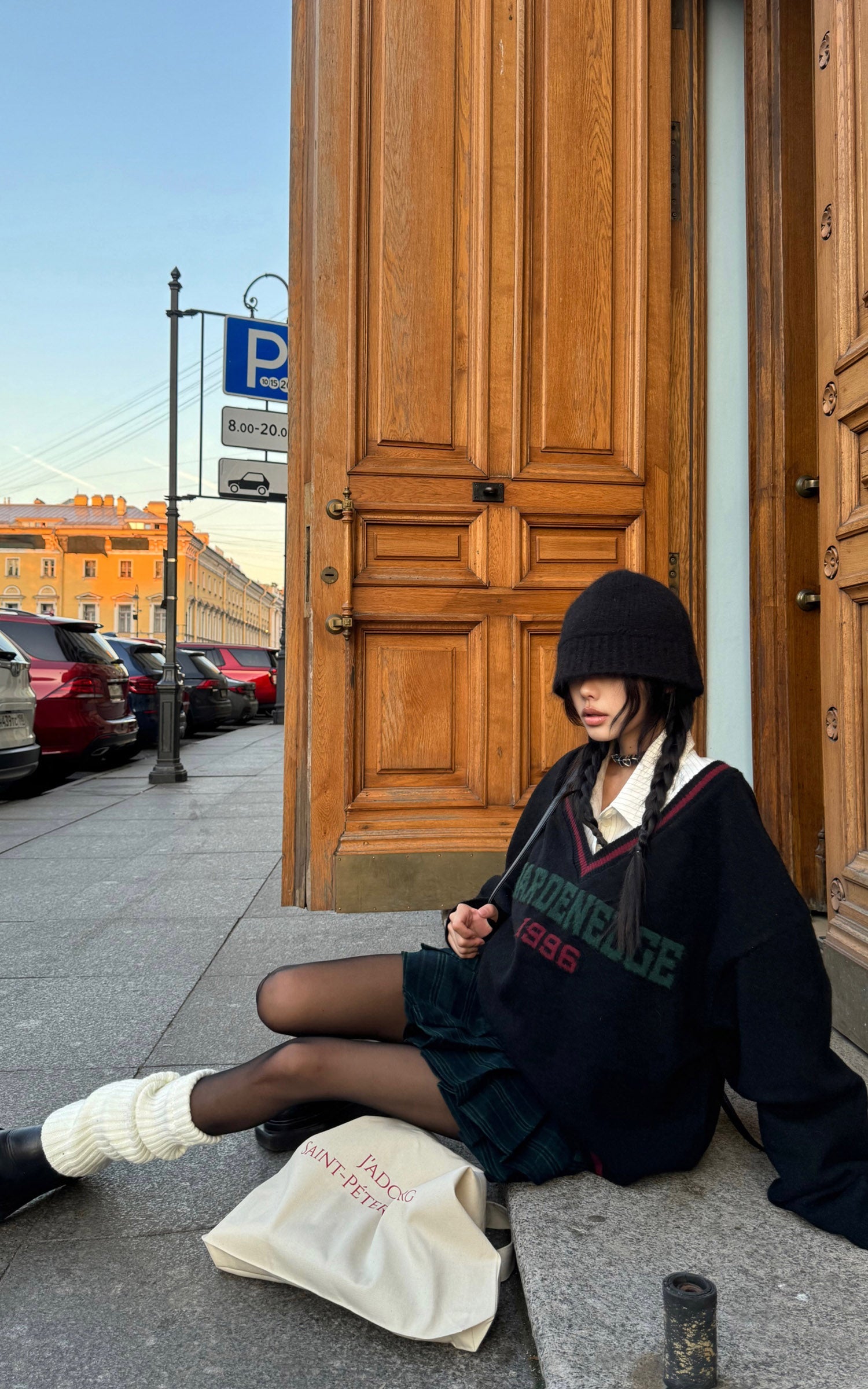 <tc>WARDEN EDGE</tc> Pull à col en V oversize avec lettrage rétro