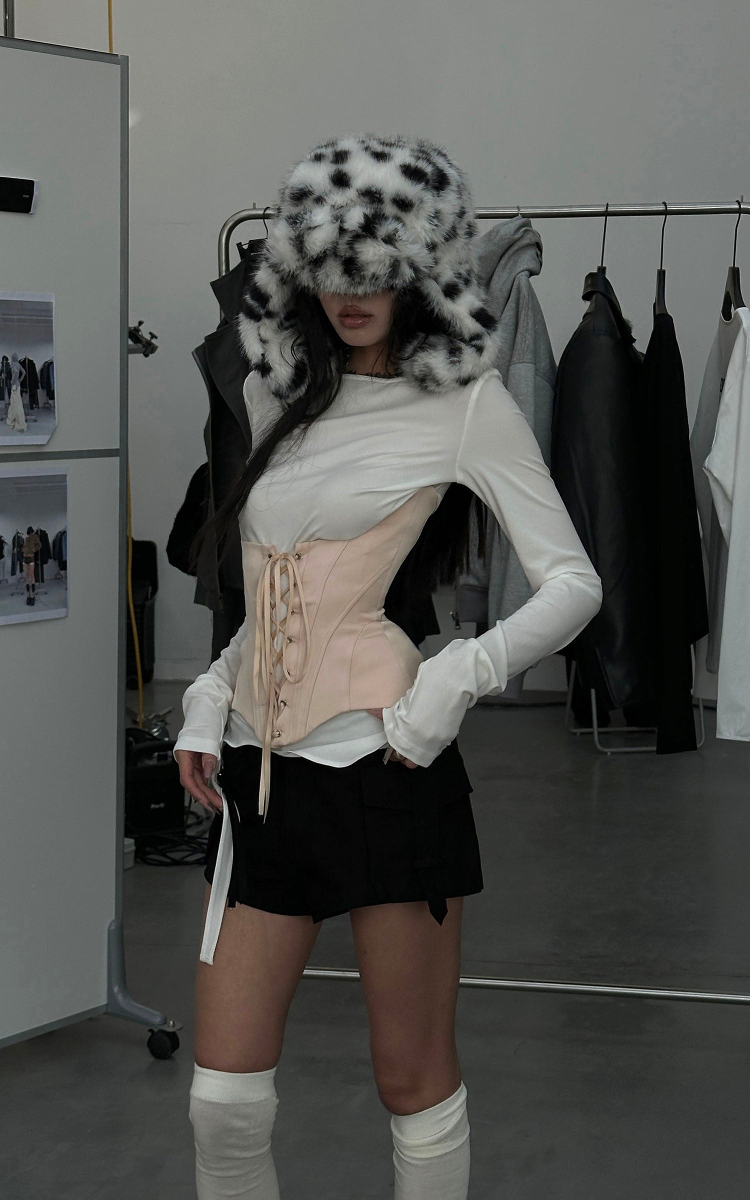 WARDEN EDGE Long-Sleeve T-Shirt Tied-Waist Corset Set