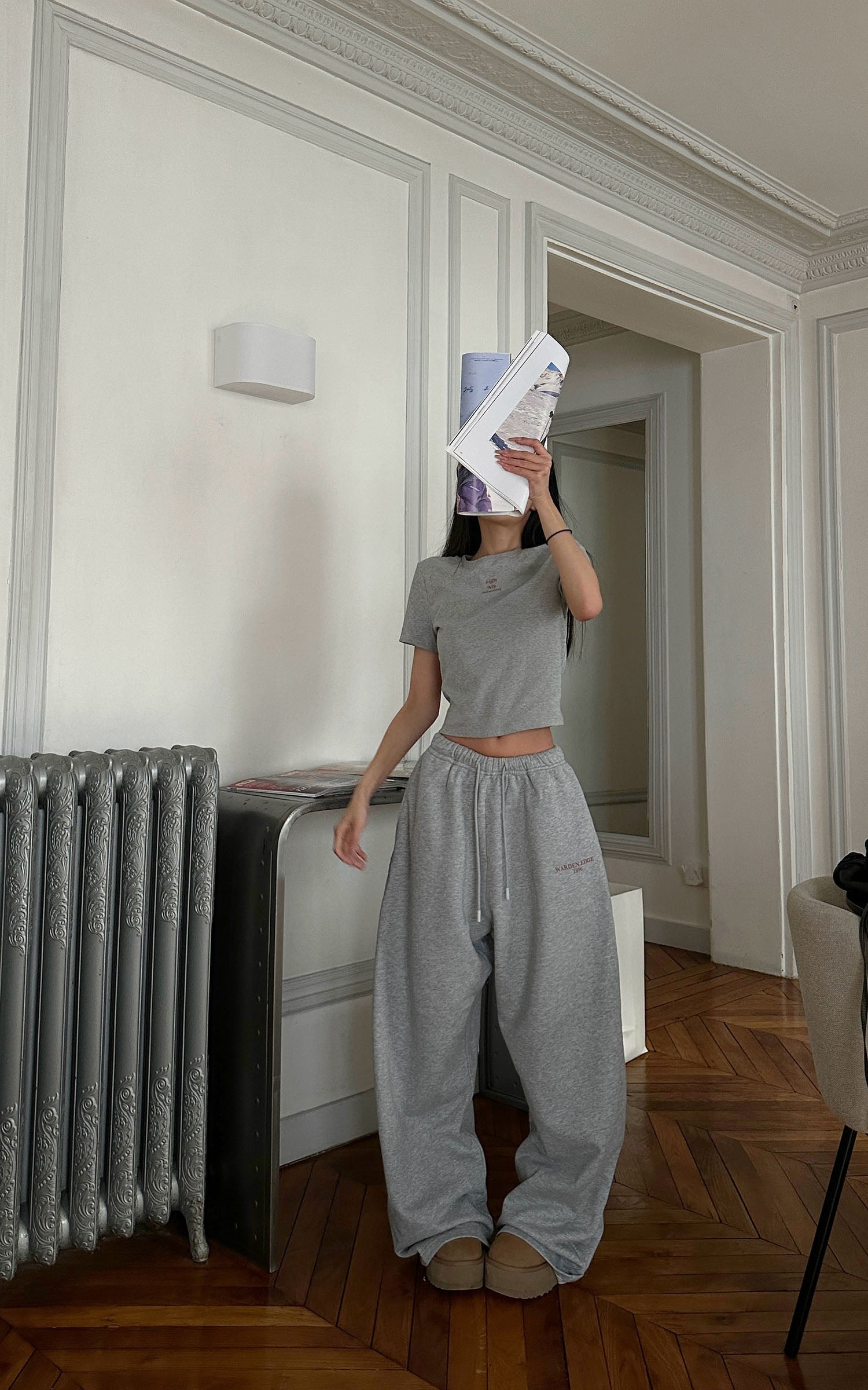 WARDEN EDGE Wide-Leg Sweatpants in Heather Grey