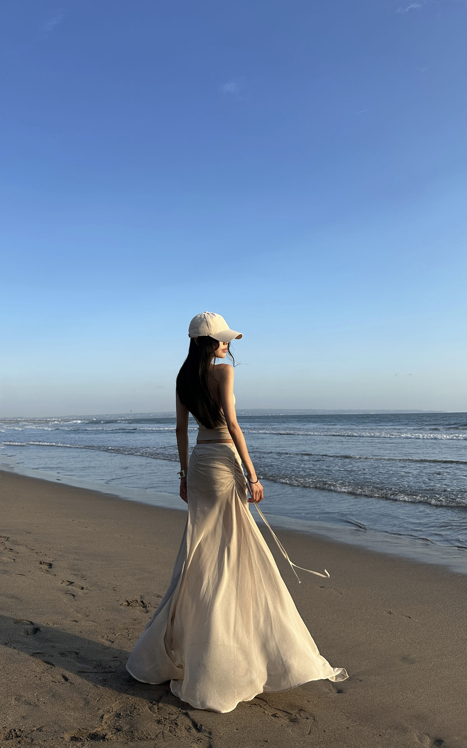 WARDEN EDGE Asymmetric Drape Midi Skirt