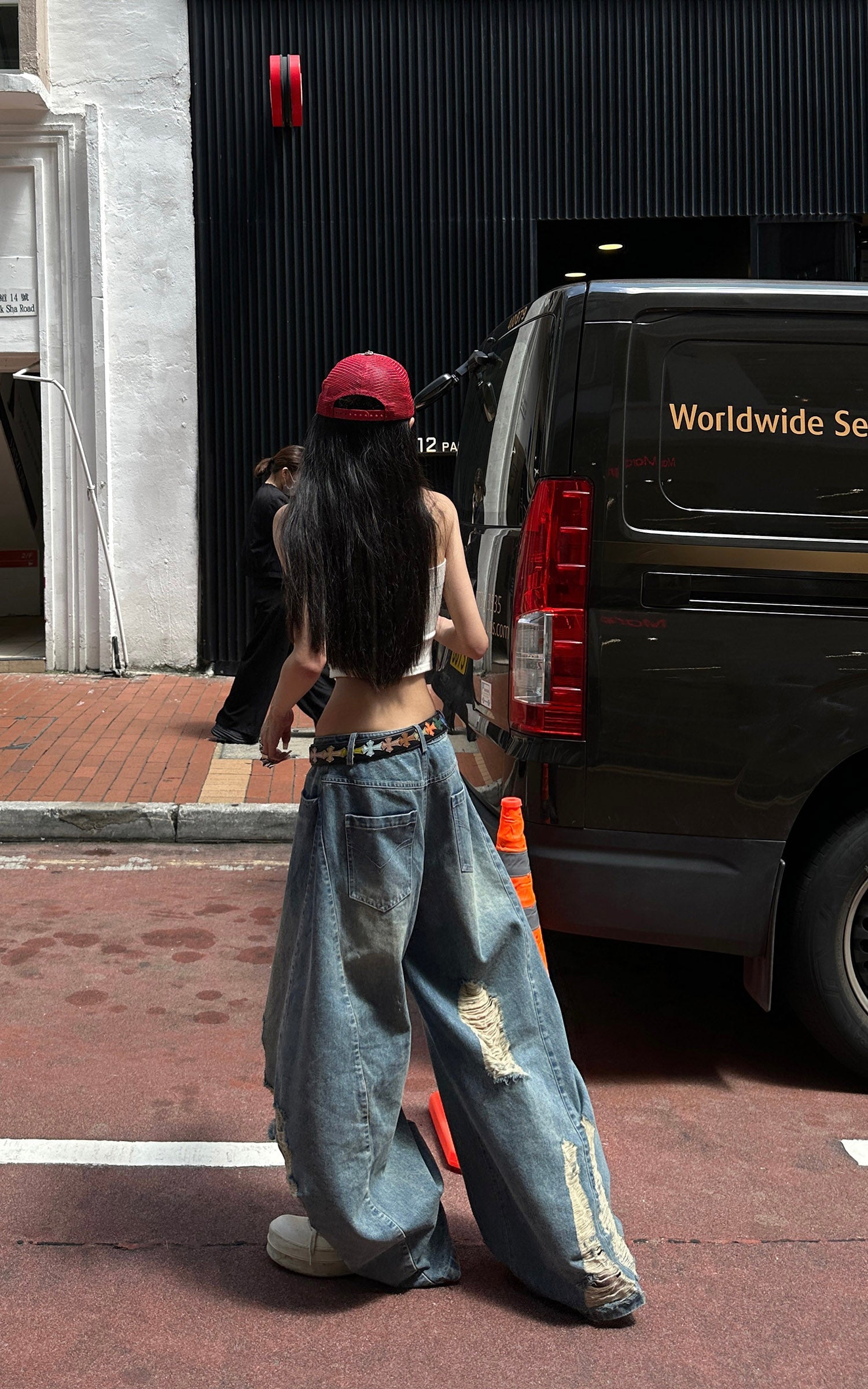WARDEN EDGE Distressed Wide-Leg Denim Pants