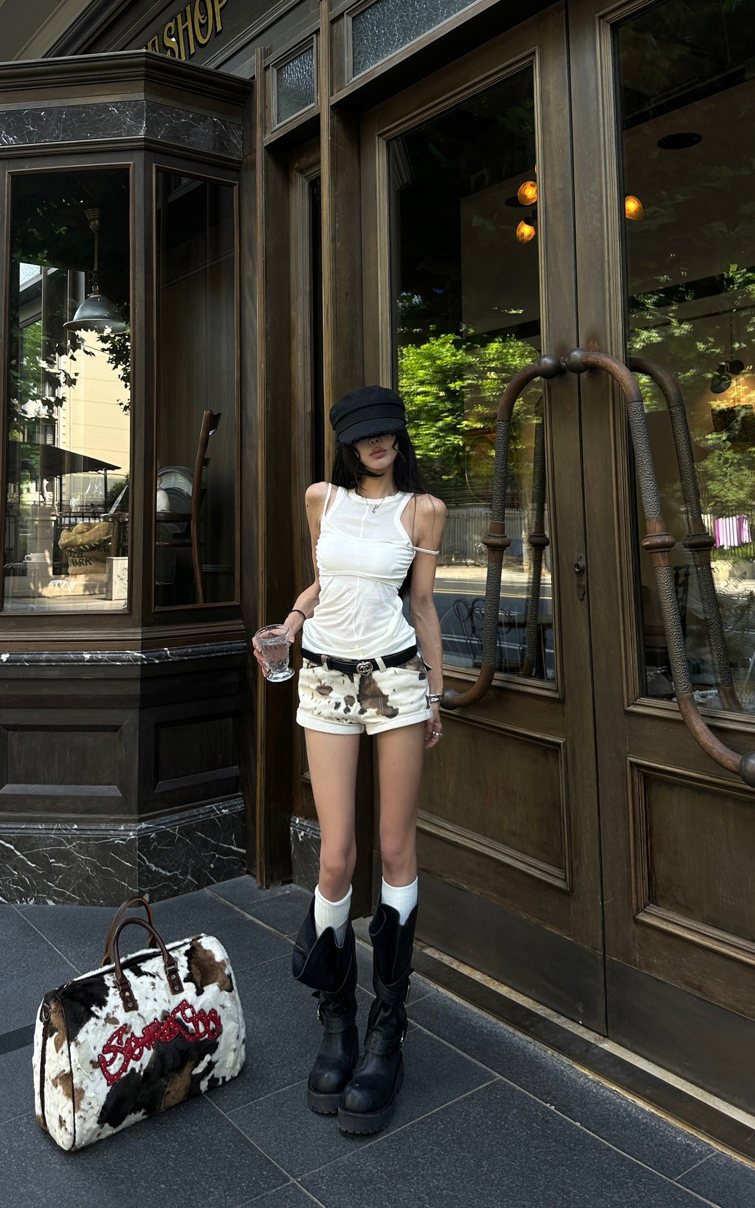 <tc>WARDEN EDGE</tc> Shorts di jeans a vita bassa con orlo risvoltato