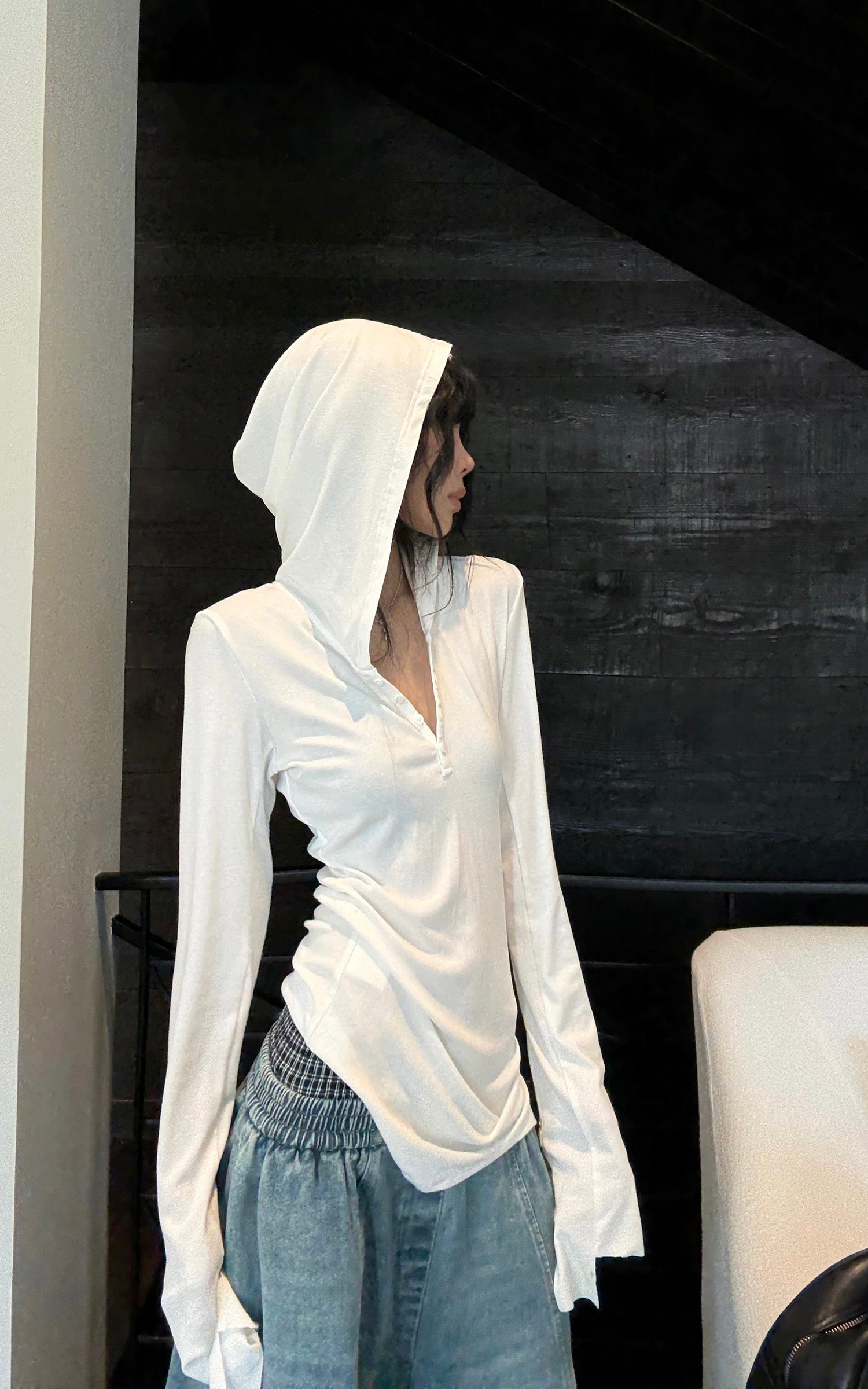 WARDEN EDGE Slim Fit Hooded Long Sleeve Tee