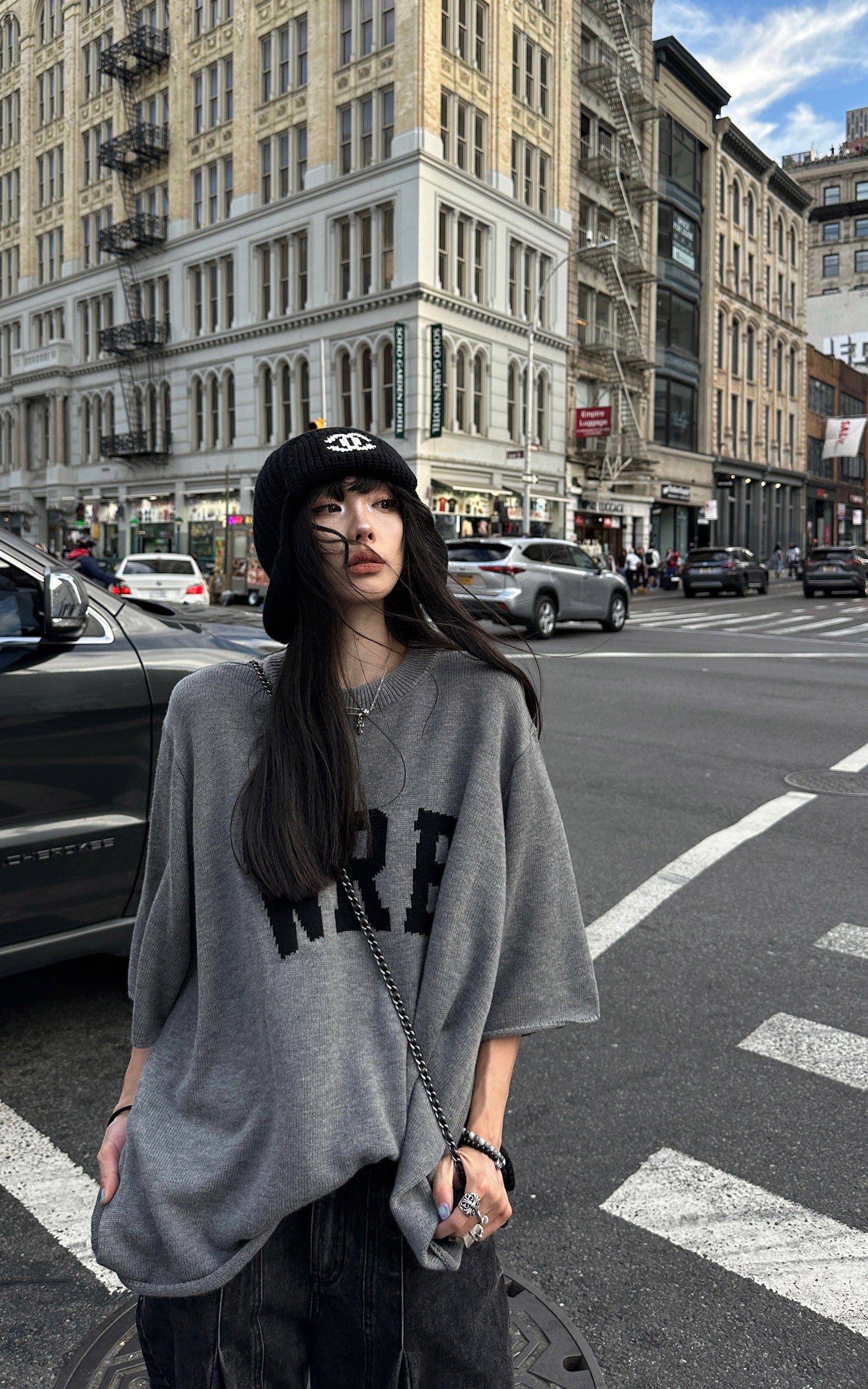 WARDEN EDGE Oversized Knit Sweater with Drop Shoulders