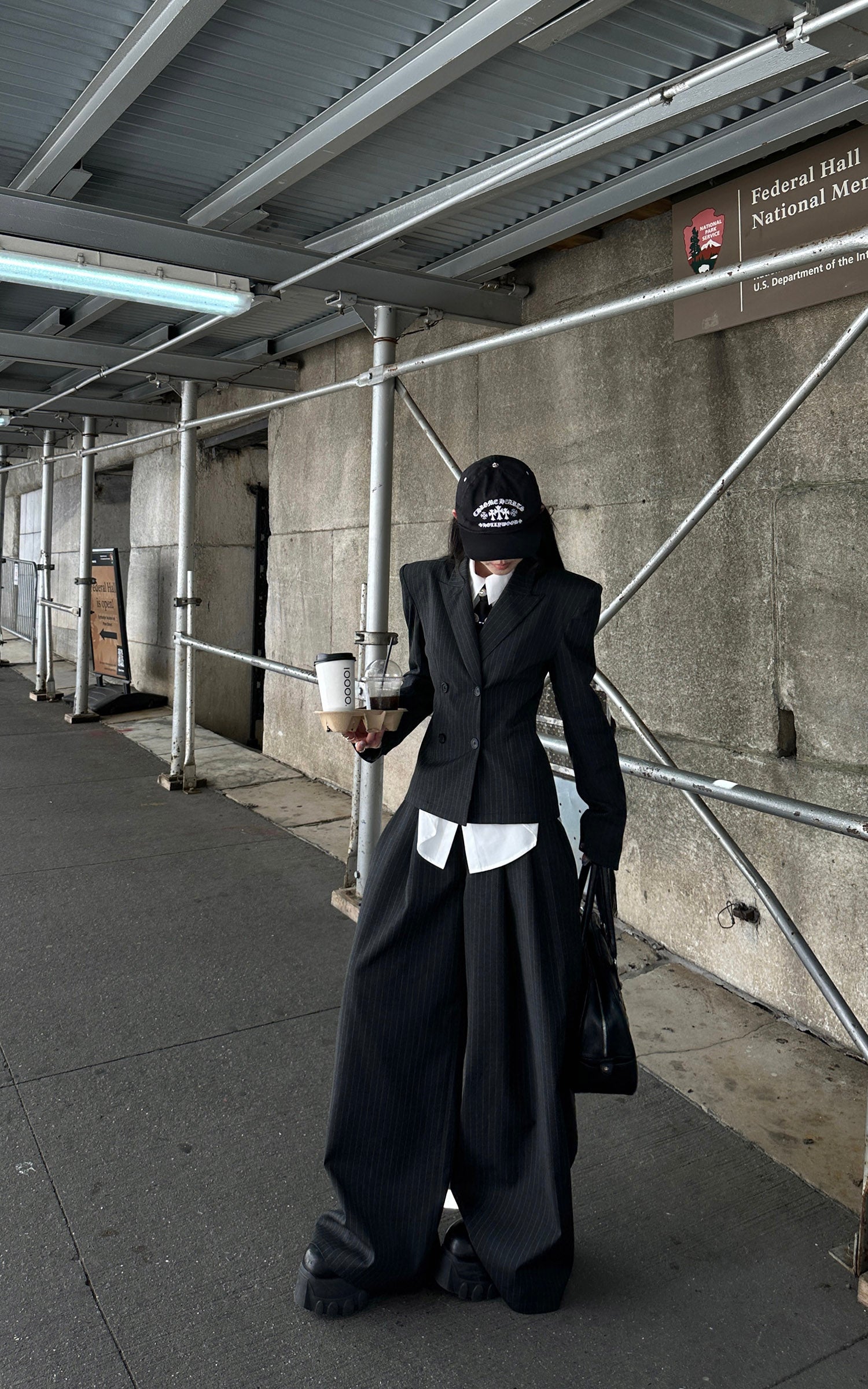 WARDEN EDGE Pinstripe Wide-Leg Trousers