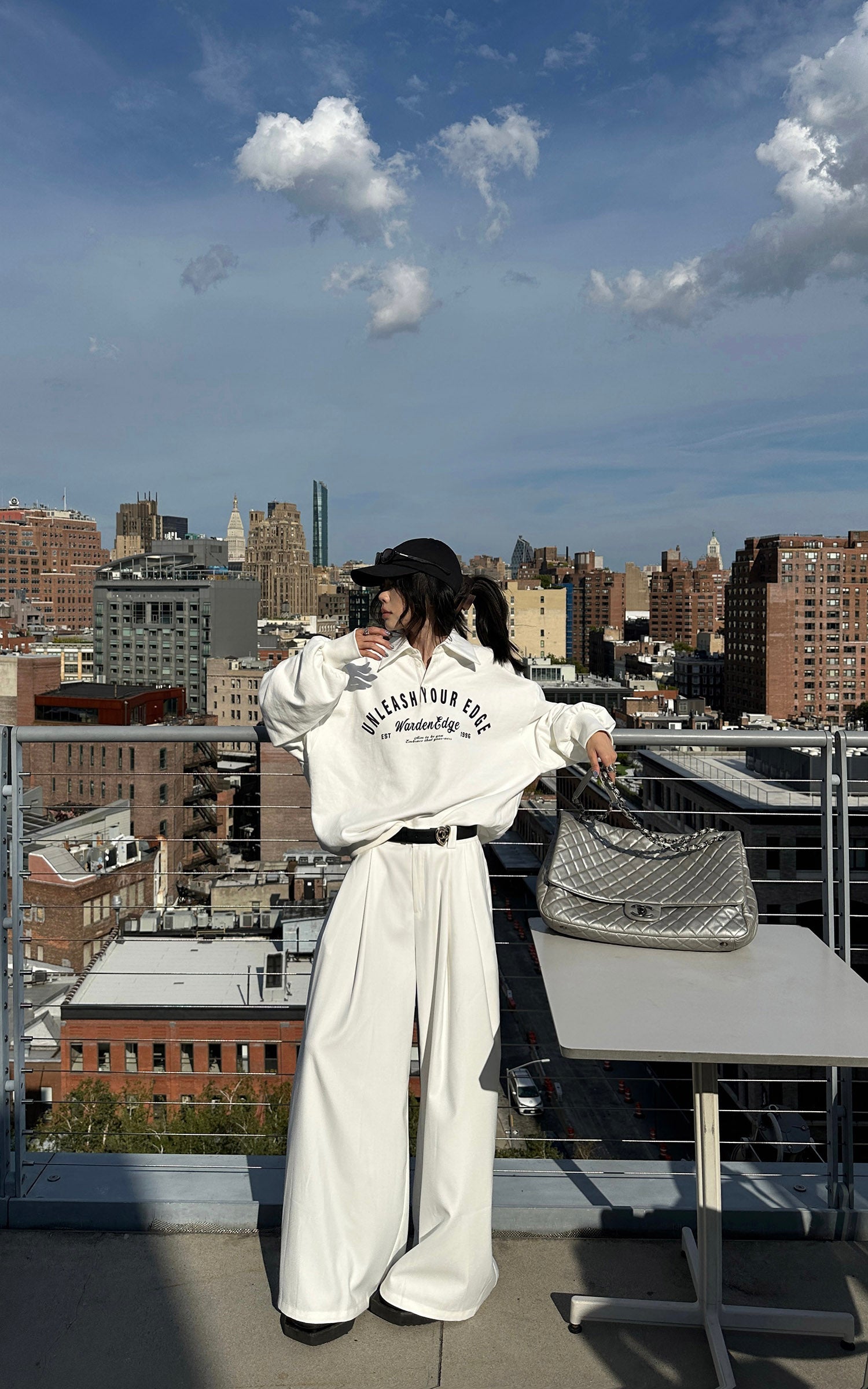 WARDEN EDGE Wide-Leg Tailored Casual Pants with Pleats