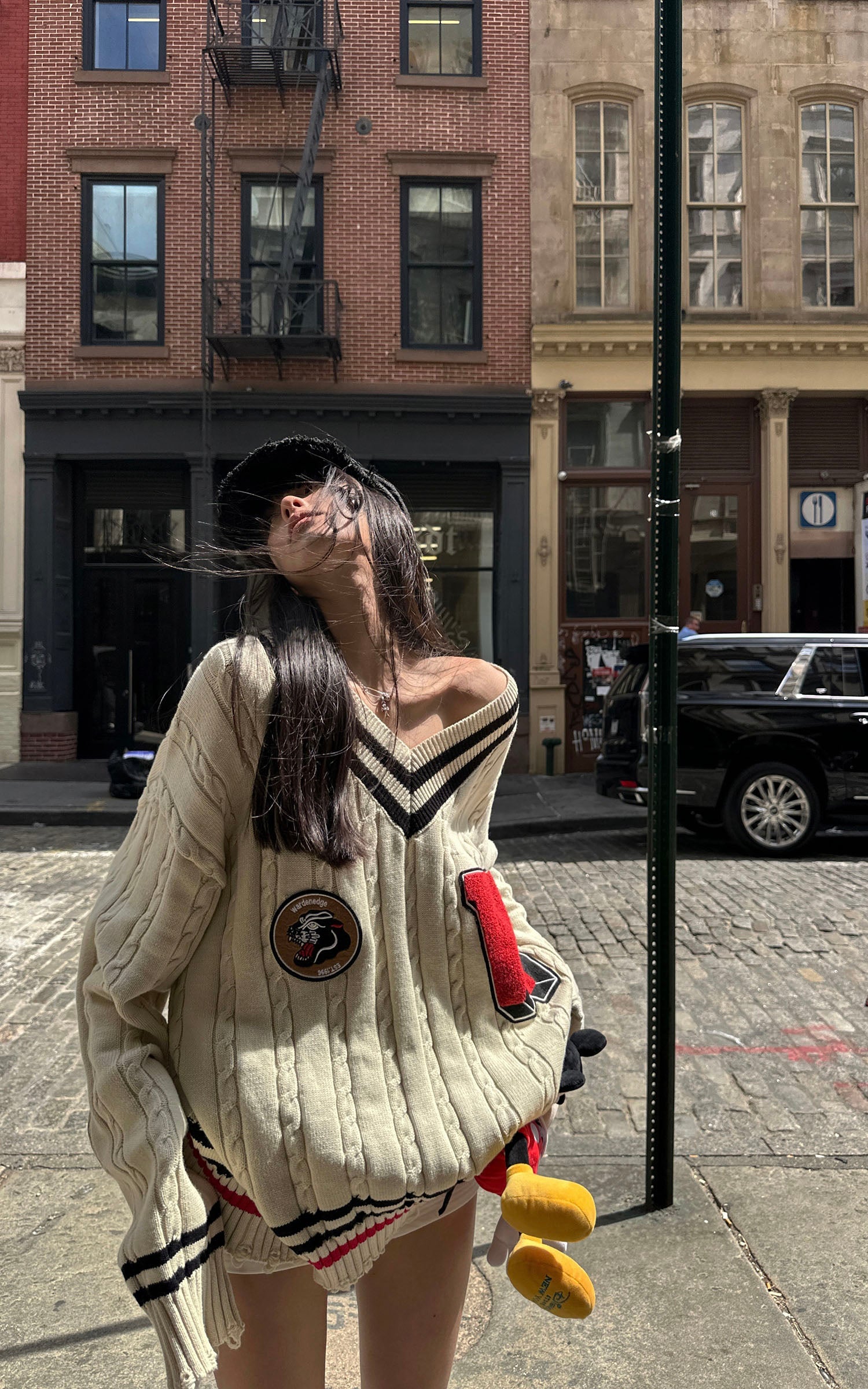 WARDEN EDGE Oversized Varsity Knit Sweater