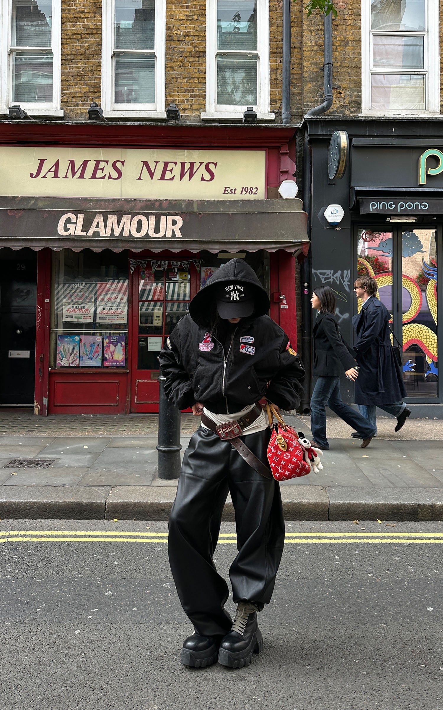 WARDEN EDGE Black Faux Leather Wide-Leg Pants
