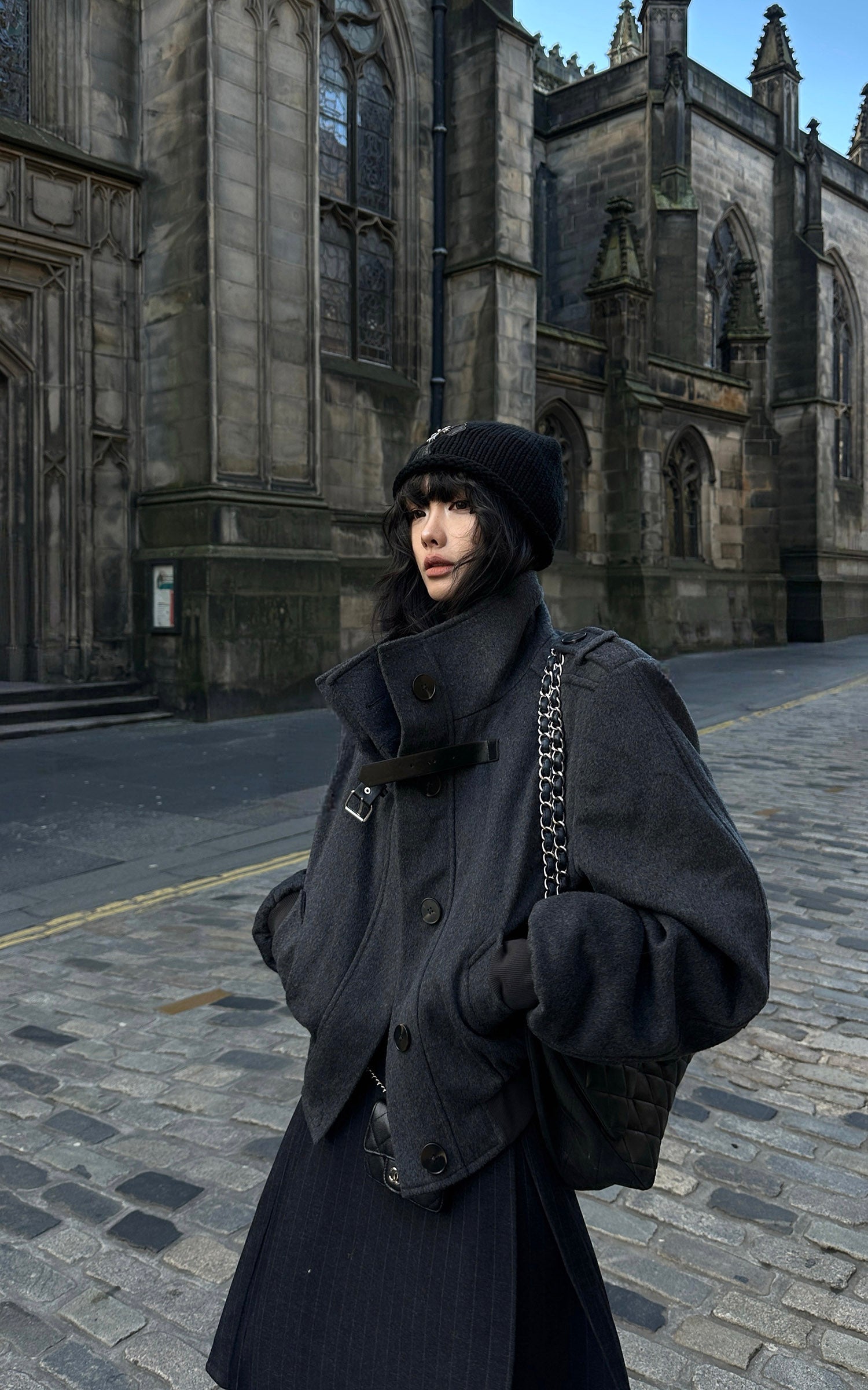 WARDEN EDGE Wool High-Neck Buckle Bomber