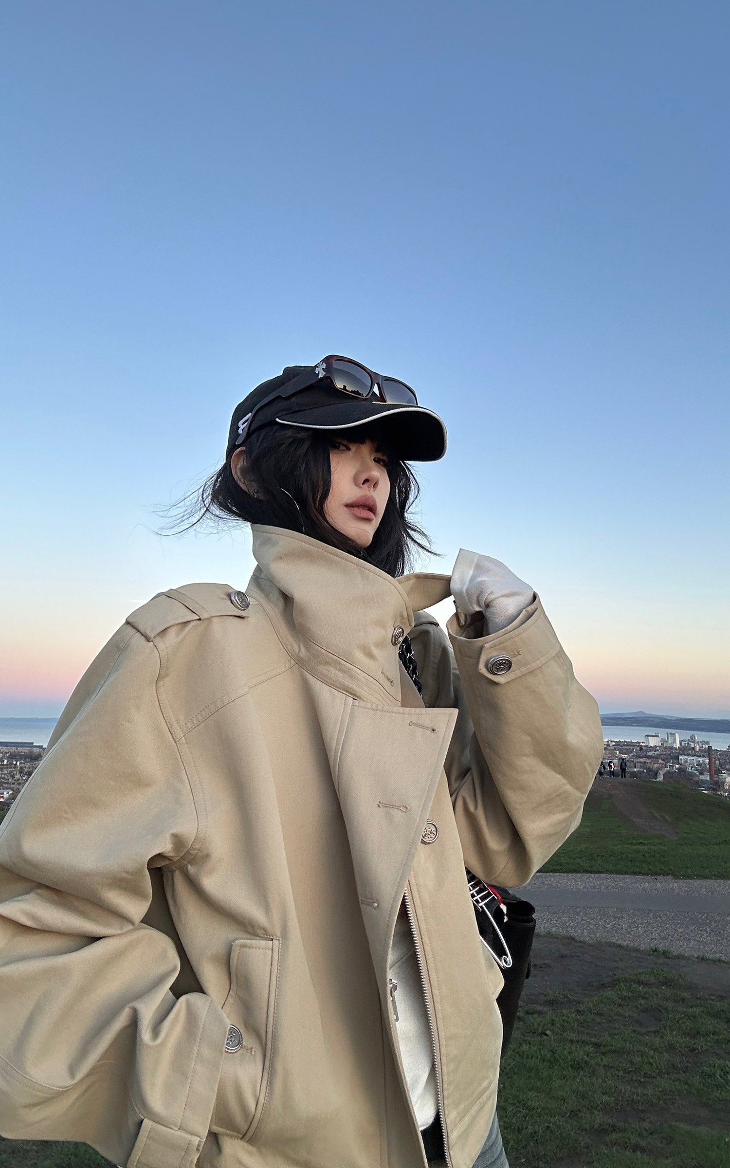 WARDEN EDGE Structured High-Collar Trench Jacket with Asymmetric Closure