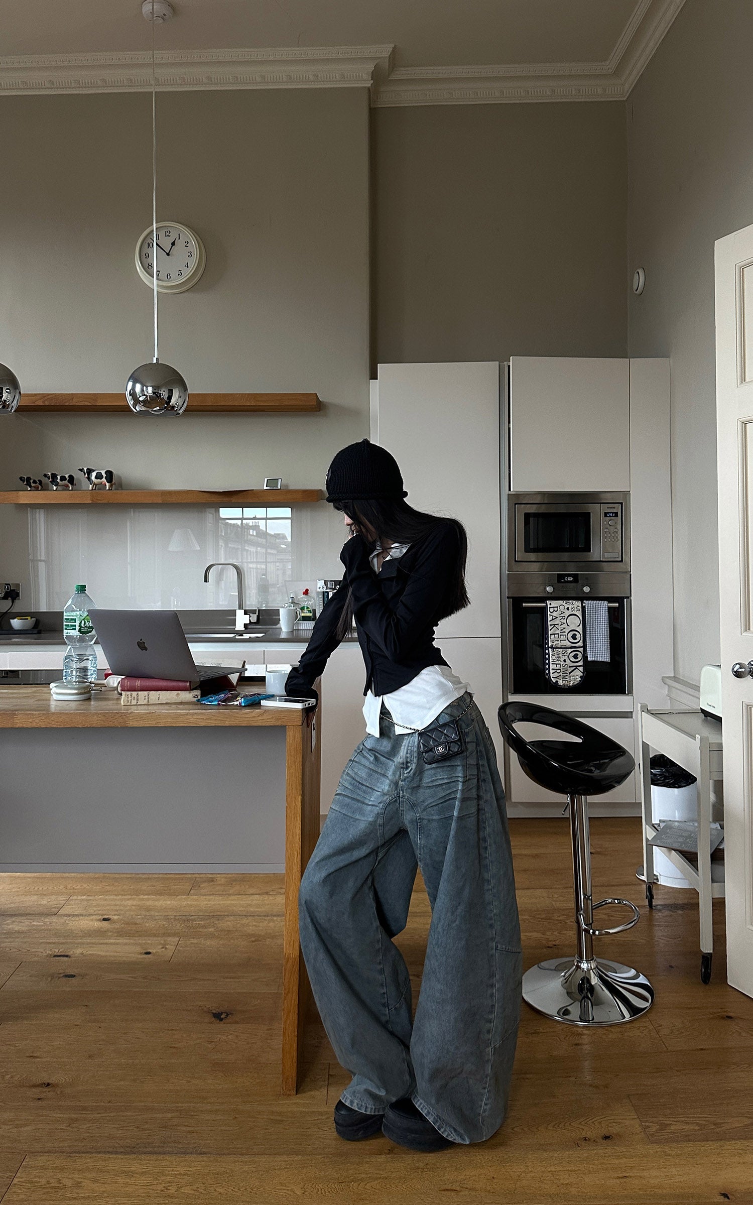 WARDEN EDGE Sculpted Wide Leg Denim Pants