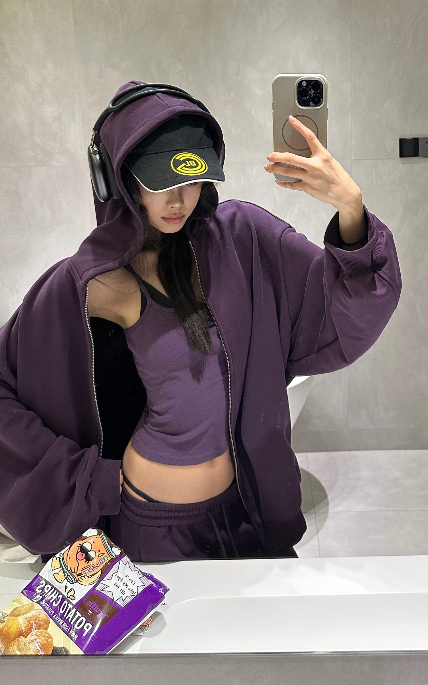 WARDEN EDGE Hooded Zip Jacket, Wide-Leg Pants and Fitted Cami Three-Piece Set