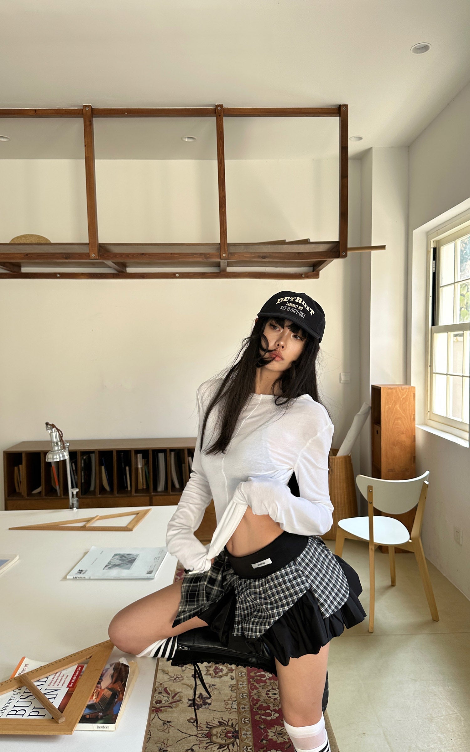 WARDEN EDGE Deconstructed Plaid Layered Pleated Mini Skirt