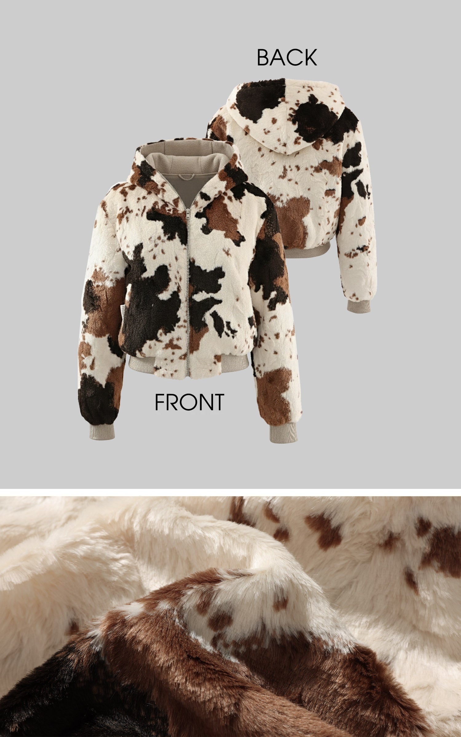 WARDEN EDGE Reversible Jacket with Smooth Knit and Cow-Pattern Furry
