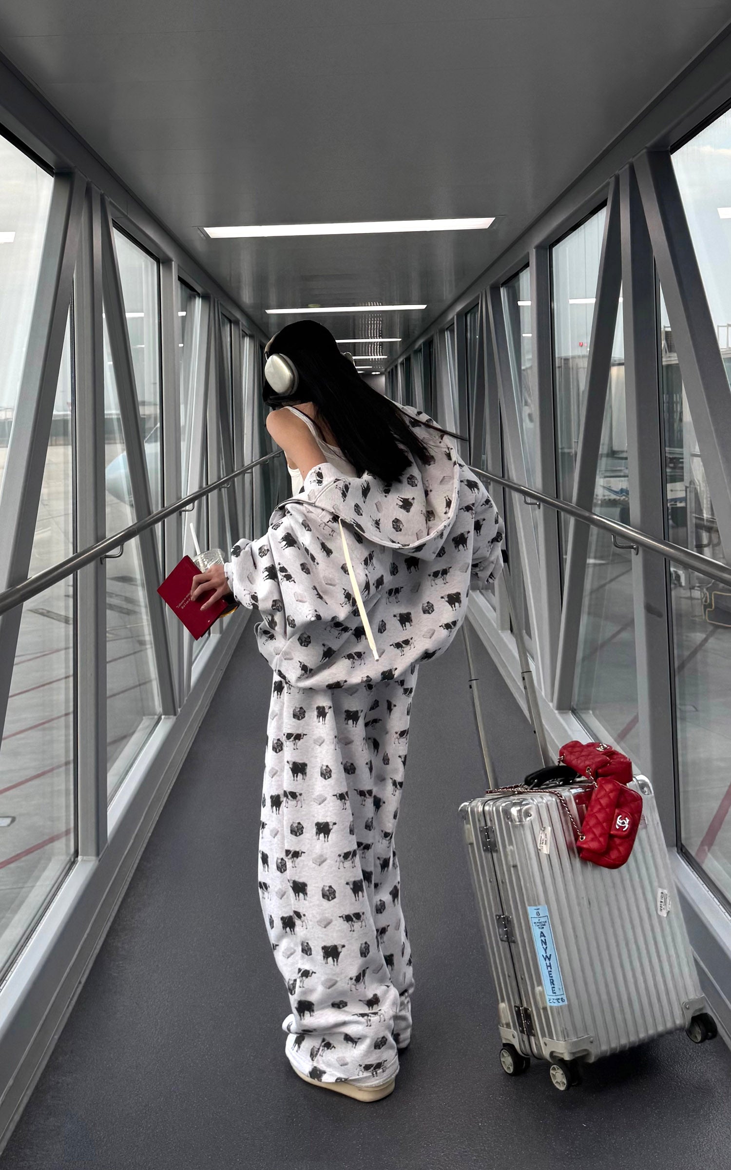 WARDEN EDGE All-Over Printed Hooded Sweatshirt and Wide-Leg Sweatpants Set