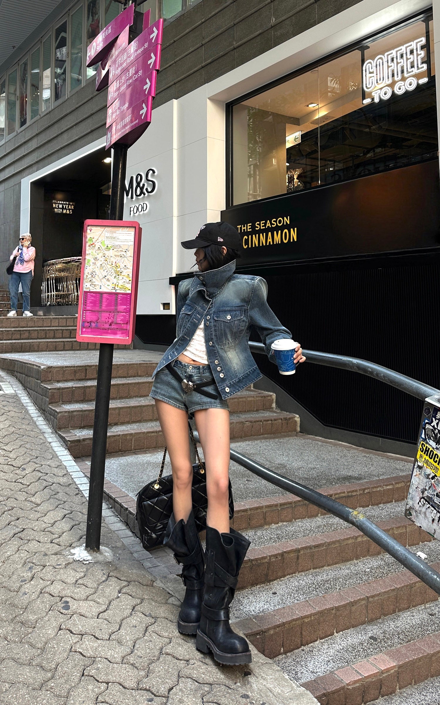 WARDEN EDGE Vintage Wash Sculpted Denim Jacket & Micro Shorts Set