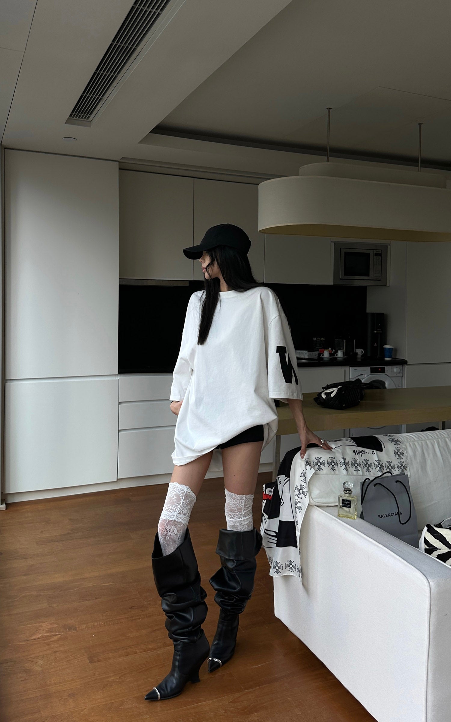 WARDEN EDGE Letter Print Oversized Short Sleeve T-Shirt