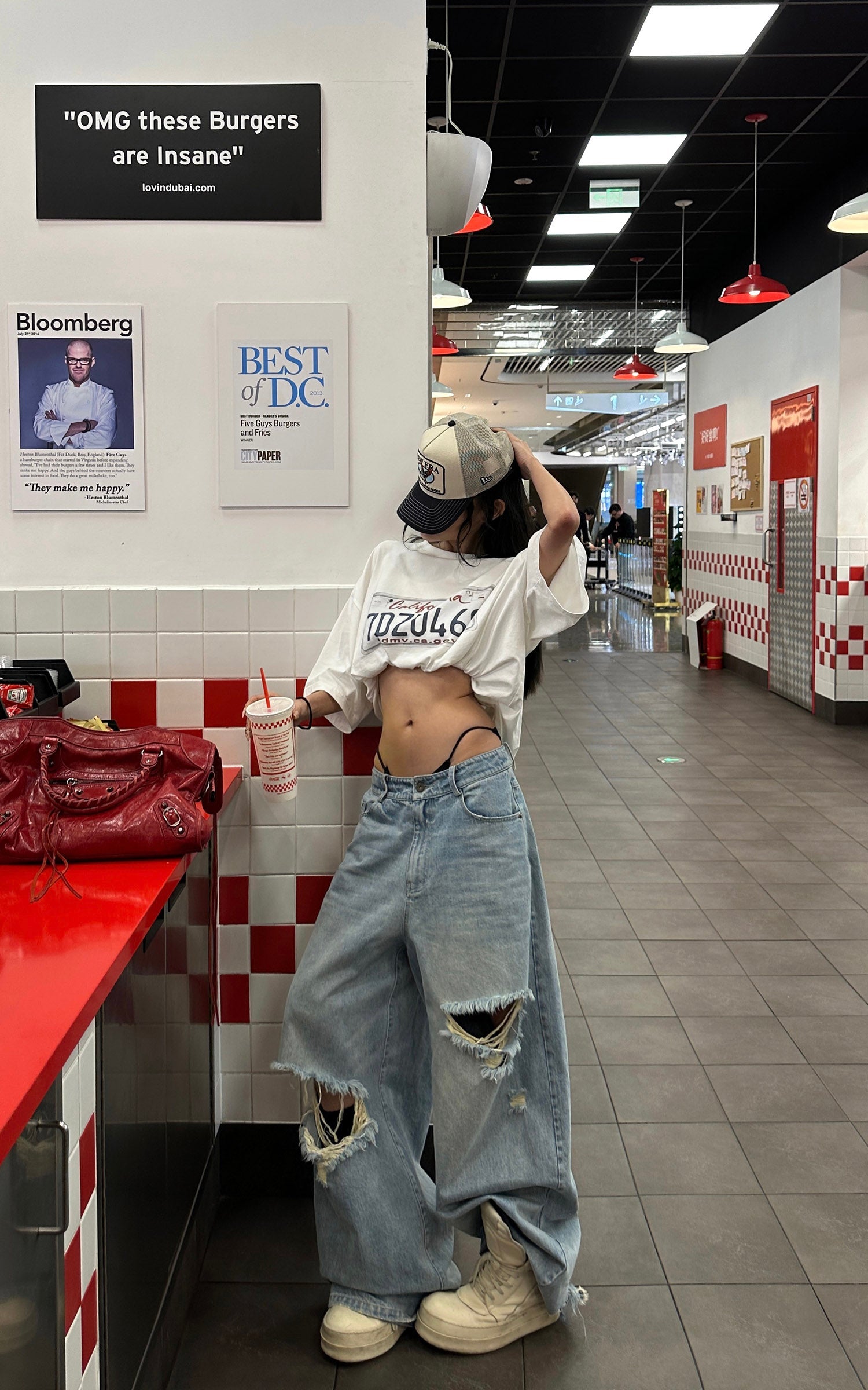 WARDEN EDGE Distressed Wide Leg Denim Pants