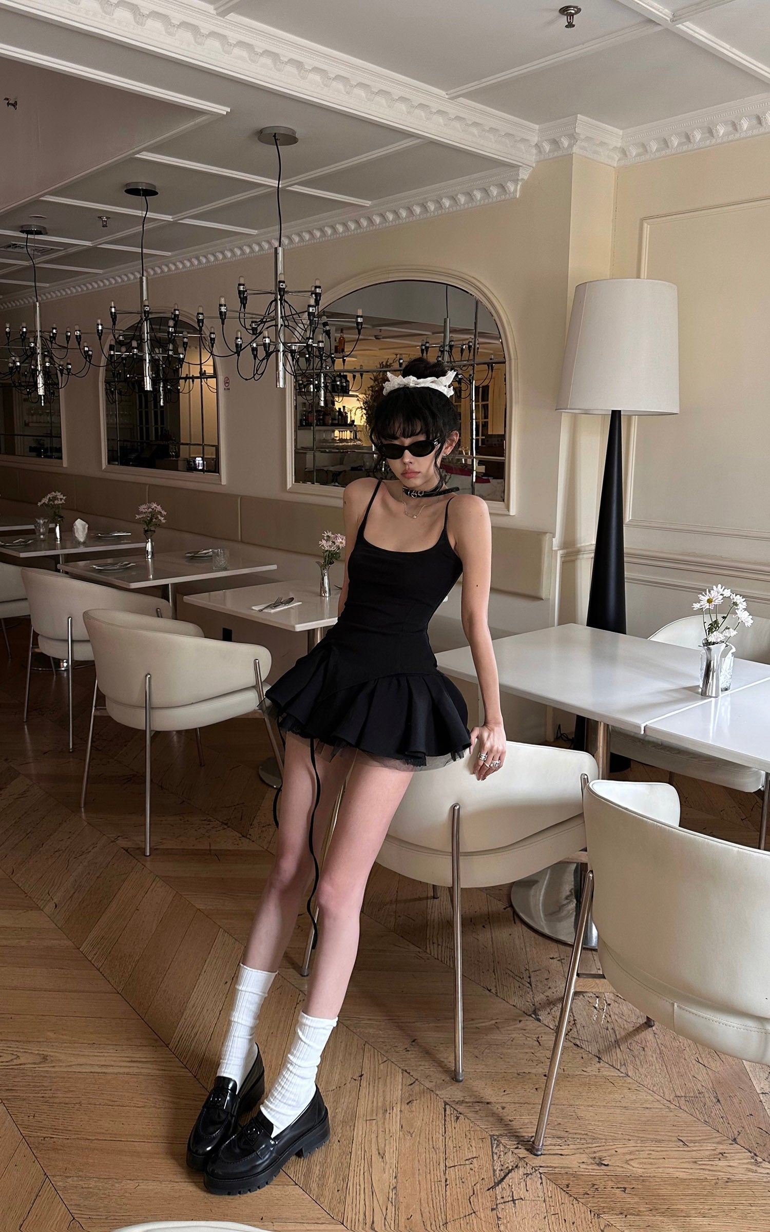 WARDEN EDGE Sculpted Mini Dress with Layered Ruffle Hem