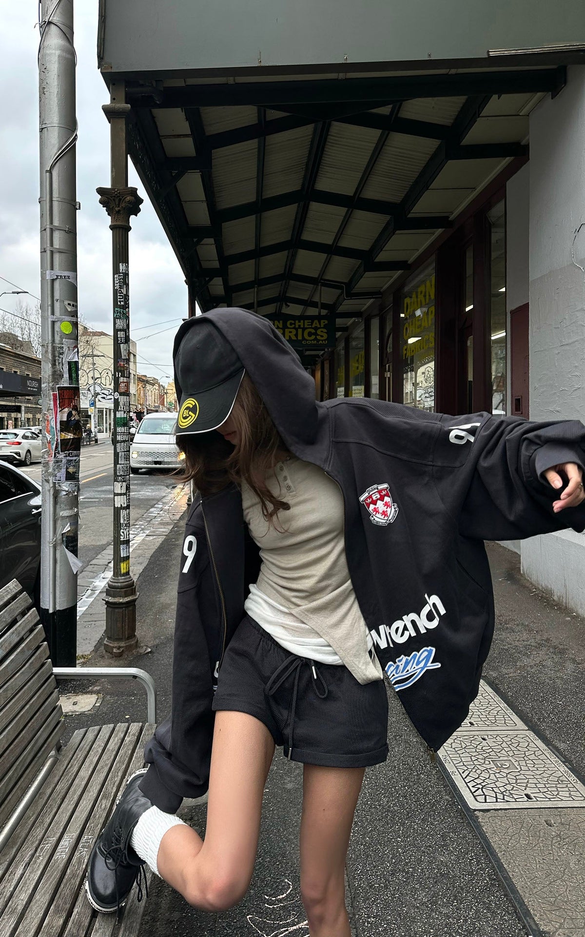 WARDEN EDGE Goodwrench Racing Oversized Graphic Zip Hoodie & Relaxed Shorts Set