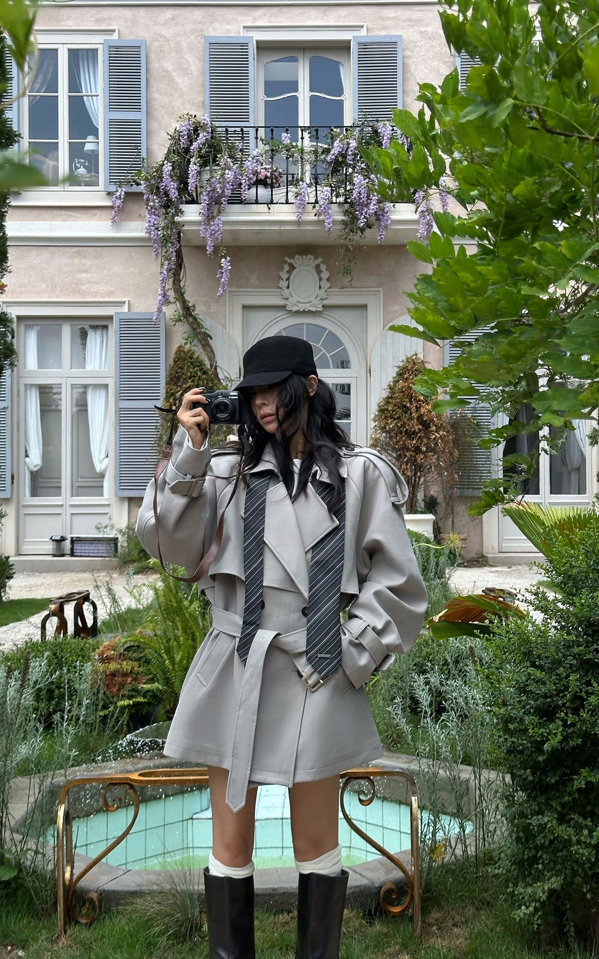 WARDEN EDGE Oversized Belted Short Trench Coat